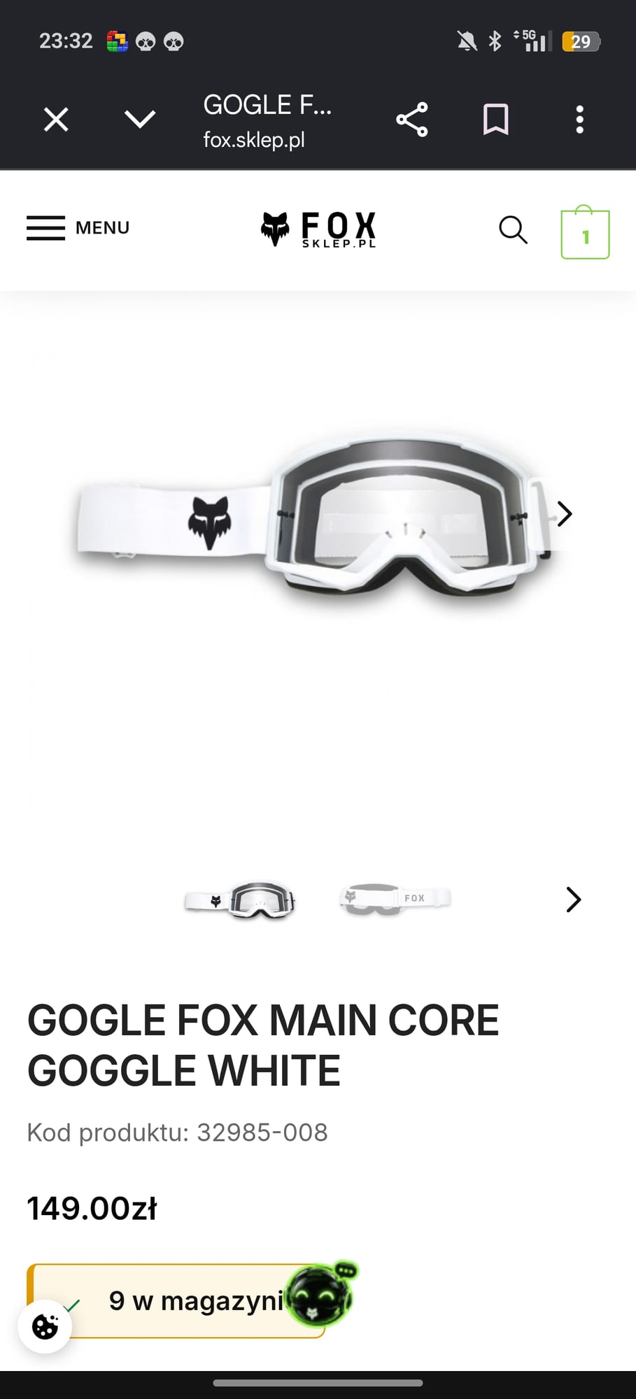 Gogle Fox white